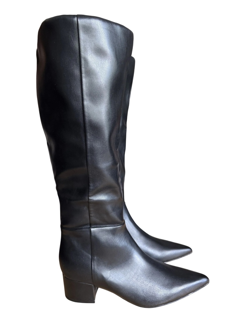 Marc Fisher Gradia Black Knee High Boots 6.5 M Faux Leather Pointed Toe